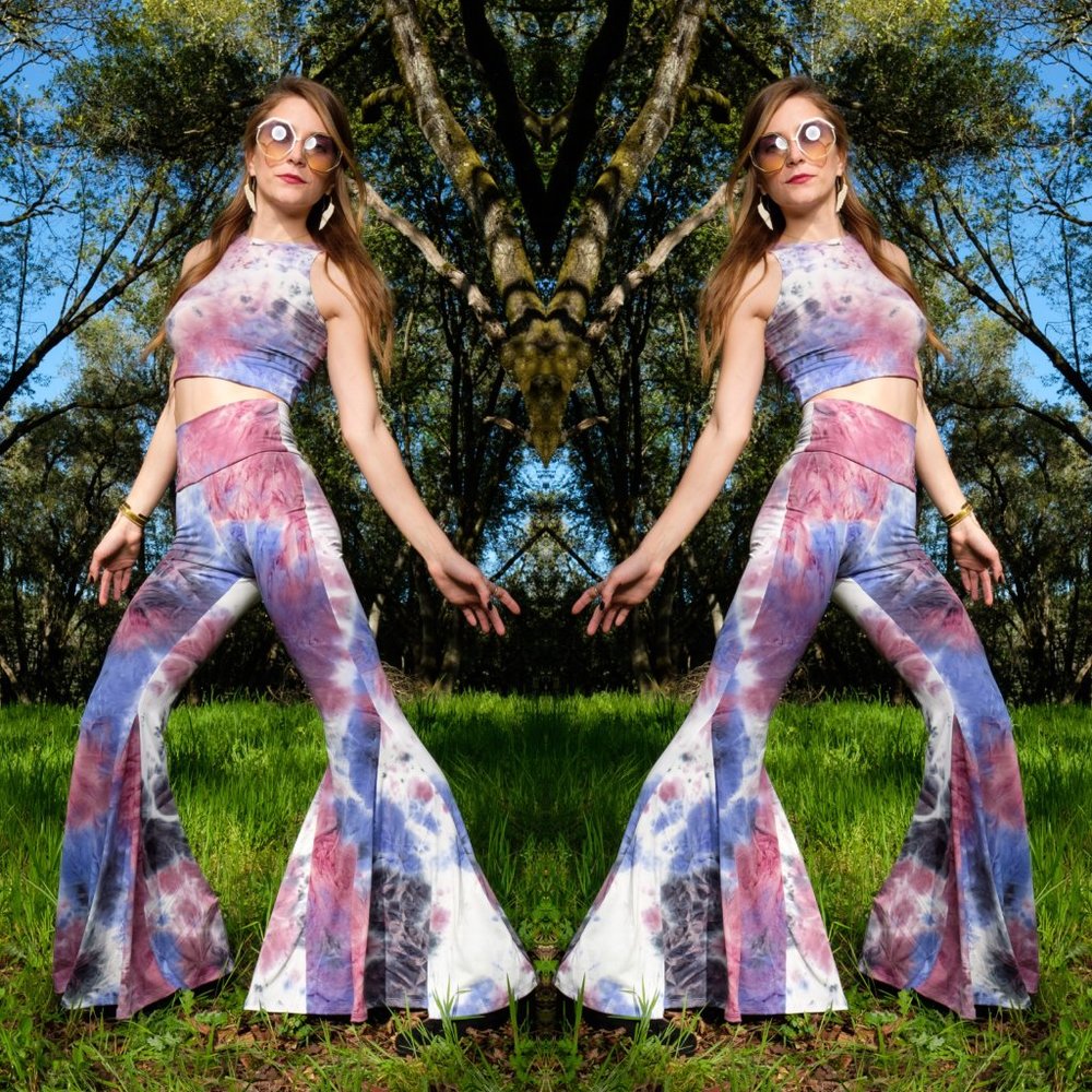 Tie Dye Vegan Suede Bell Bottoms x Super Flare Pants x Warrior Within X